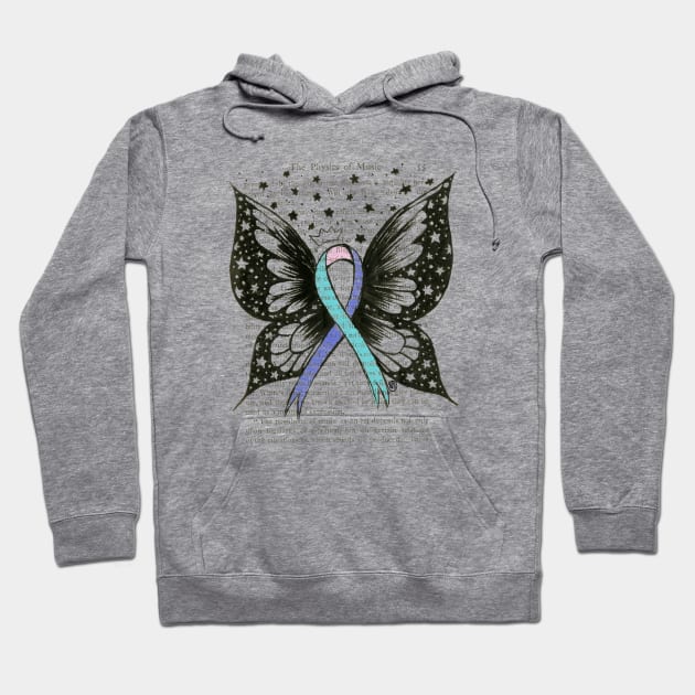 Thyroid Cancer Ribbon w/ wings- color design Hoodie by Polkadotdreamer